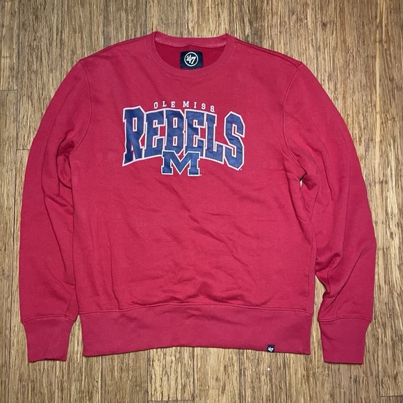 Ole Miss Crewneck Sweatshirt Mens Large Red Pullover College Mississippi 47 - Picture 1 of 6